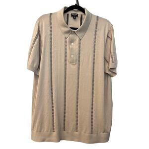 Todd Snyder Beige Silk + Cotton Knit Collared Short Sleeve Shirt- XXL